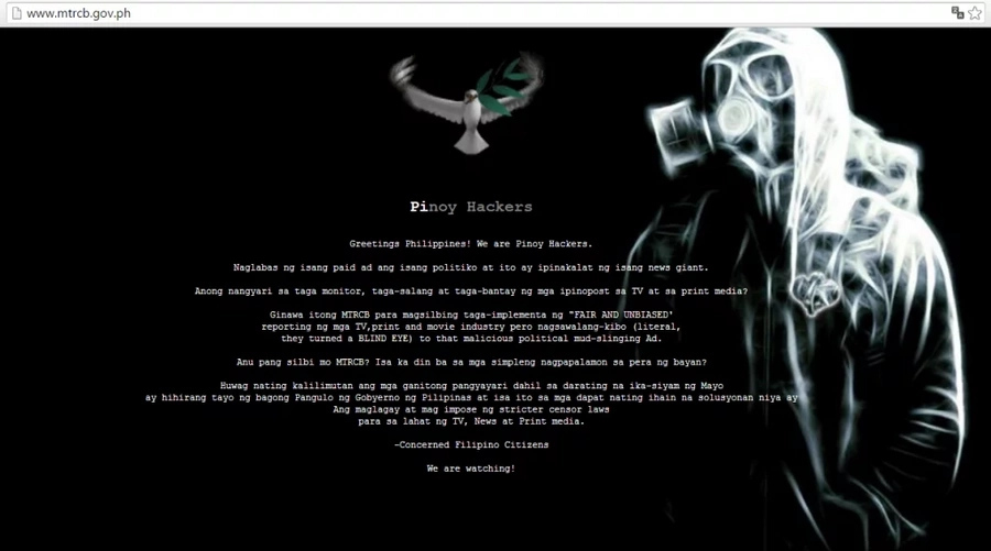 Hackers deface MTRCB website over anti-Duterte ad Hackers deface MTRCB website over anti-Duterte ad