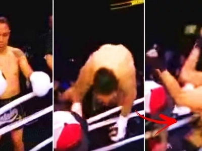 This clumsy kickboxer tried to impress the crowd. He got extremely embarrassed by his epic fail entrance to the ring instead!