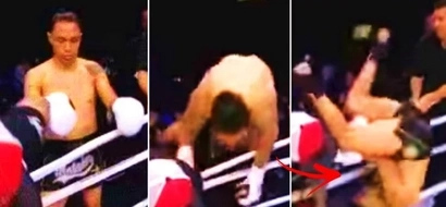 This clumsy kickboxer tried to impress the crowd. He got extremely embarrassed by his epic fail entrance to the ring instead!