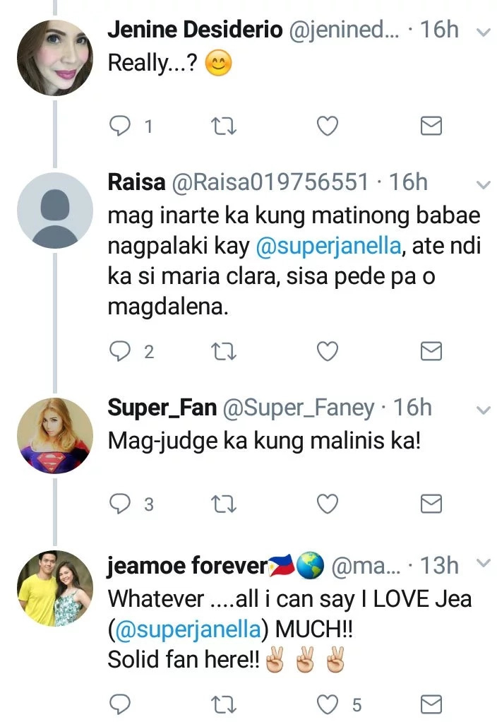 "Nuknukan ng tigas ng ulo." Jenine Desiderio to daughter Janella via Twitter "Nuknukan ng tigas ng ulo." Jenine Desiderio to daughter Janella via Twitter