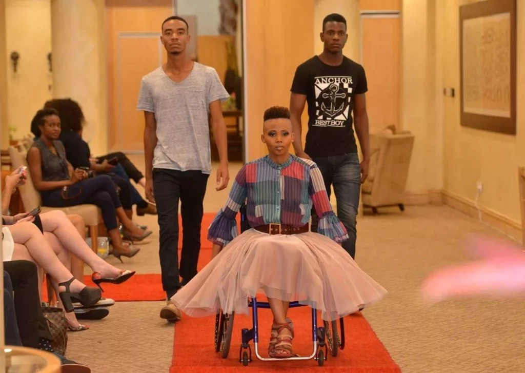 Lebohang is Africa's first runway model on a wheelchair. Photo: She Leads Africa Lebohang is Africa's first runway model on a wheelchair. Photo: She Leads Africa