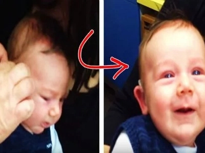 This 7-week-old baby boy was given hearing aids due to his hearing problem. His reaction after hearing for the 1st time was caught on video!
