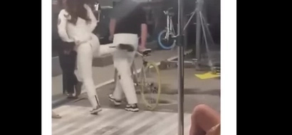 Naughty Julia Barreto gives Joshua Garcia a solid kick on the bun
