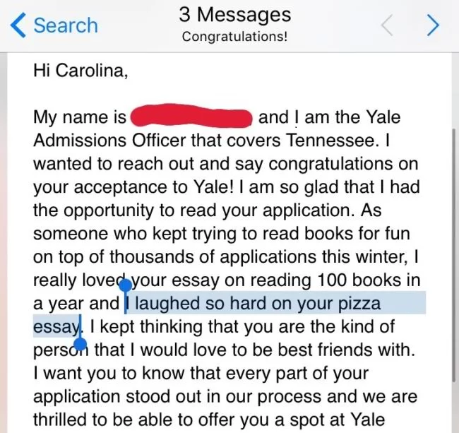 Essay that got into yale