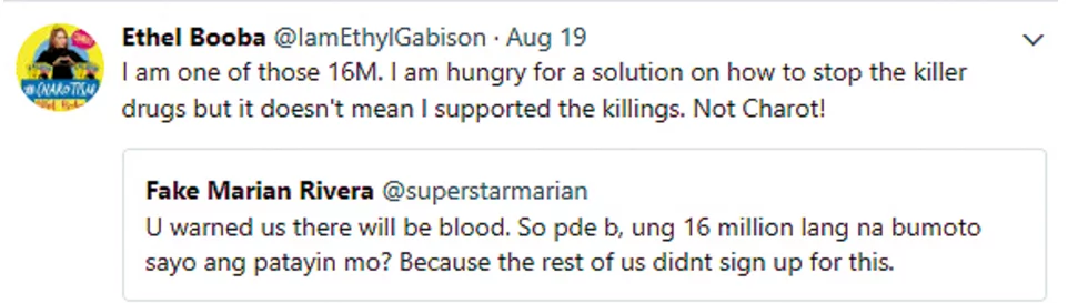 Ethel Booba speaks up about Duterte administration's bloody drug war Ethel Booba speaks up about Duterte administration's bloody drug war