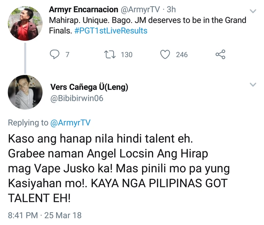 Madami daw na disappoint! Angel Locsin clarifies why she chose Orville over Johnny who did vape exhibitions in PGT Madami daw na disappoint! Angel Locsin clarifies why she chose Orville over Johnny who did vape exhibitions in PGT