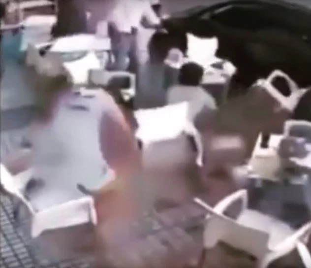 Death from above: bricks fall on top of chinese cafe-goers Death from above: bricks fall on top of chinese cafe-goers