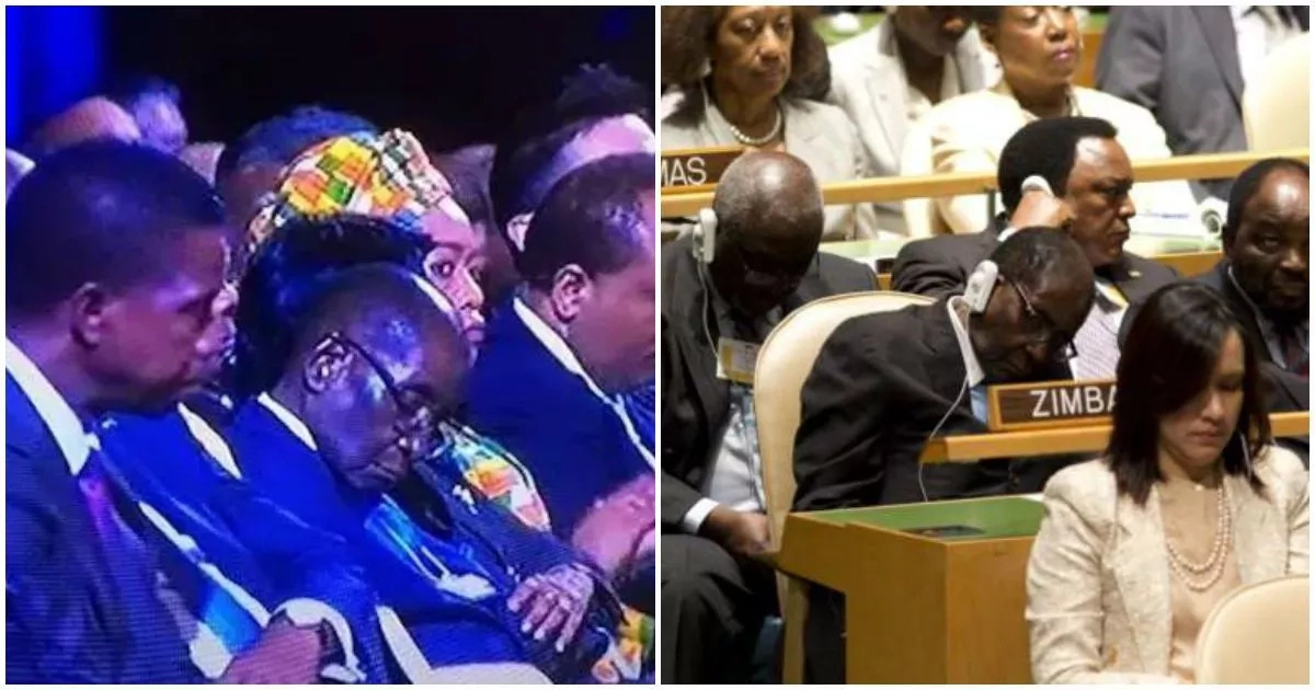 Robert Mugabe doesn't sleep at meetings, but closes his eyes to protect them from BRIGHT LIGHTS (photos)
