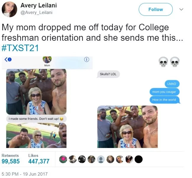 Mother sends funny pic to daughter after dropping her at school Mother sends funny pic to daughter after dropping her at school