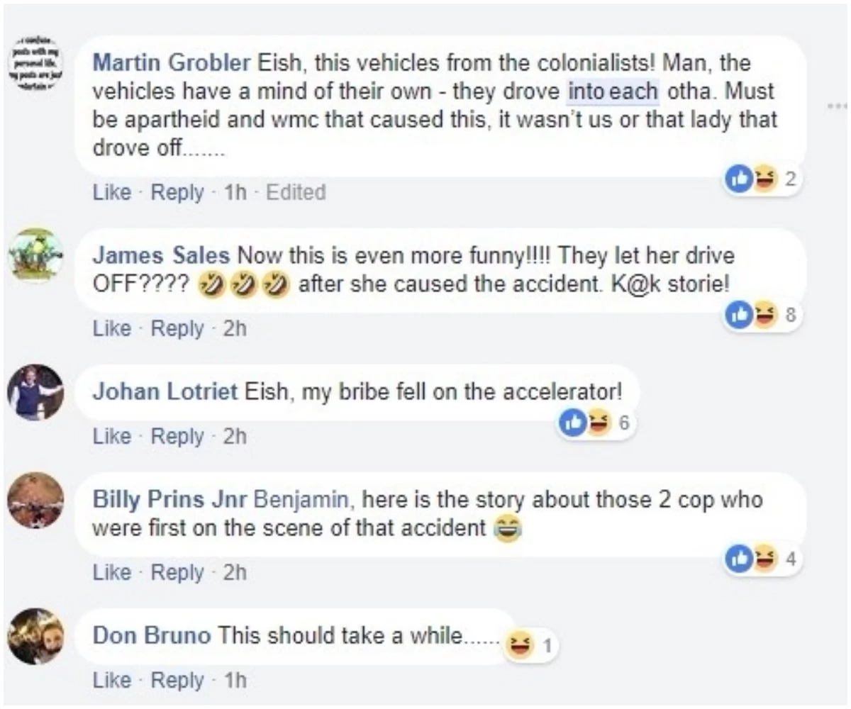 'It's Gogo's fault': 2 Metro cops blame an elderly lady for crashing into each other 'It's Gogo's fault': 2 Metro cops blame an elderly lady for crashing into each other