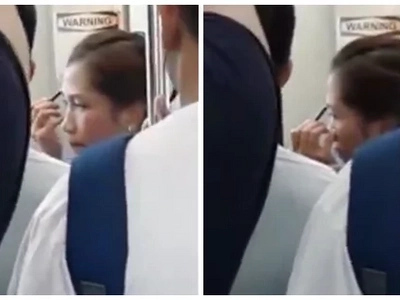 Kilay is life! This woman went viral after netizen uploaded her video fixing her eyebrows inside MRT