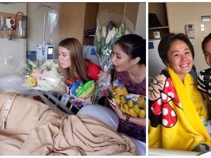 Ang sweet naan ng barkada! Bubble Gang stars bring flowers and treats for Chariz Solomon after being rushed at the hospital