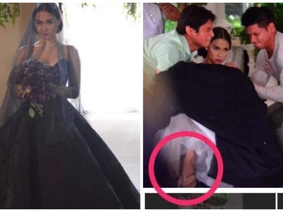 Did Maja Salvador just wear slippers underneath her stunning black wedding gown on 'Wildflower'?