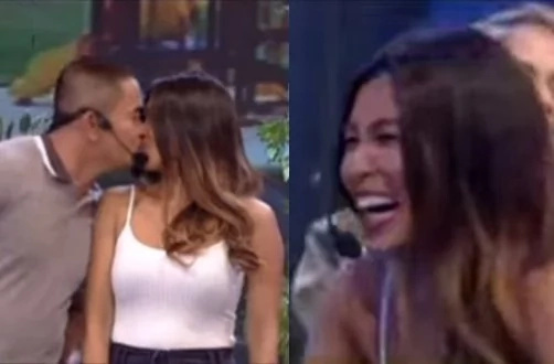Jayson Gainza gives Sunshine Garcia a quick lip smack Jayson Gainza gives Sunshine Garcia a quick lip smack