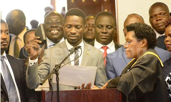 Popular Ugandan musician Bobi Wine sworn in as an MP Popular Ugandan musician Bobi Wine sworn in as an MP