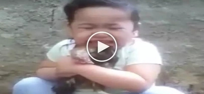 Emotional Filipina toddler cries her heart out over death of her beloved pet chicken