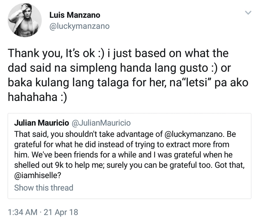 Luis Manzano gets chided by an 'ungrateful' netizen for an amount of money he gave to a father Luis Manzano gets chided by an 'ungrateful' netizen for an amount of money he gave to a father