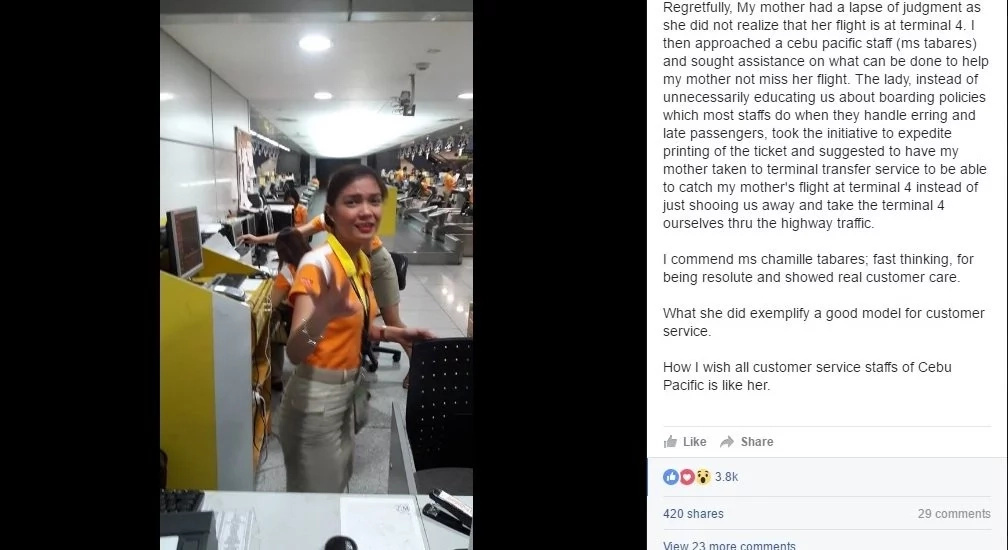 Netizen commends Cebu Pacific staff Netizen commends Cebu Pacific staff