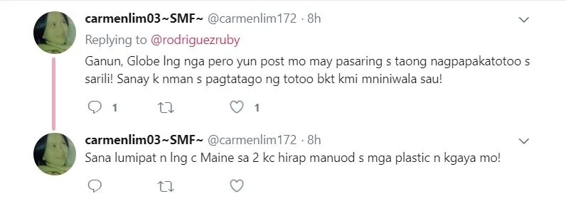 Hala! Na-bash ng bongga! Ruby Rodriguez strikes back on netizens who links her "loyalty" post to Maine Mendoza Hala! Na-bash ng bongga! Ruby Rodriguez strikes back on netizens who links her "loyalty" post to Maine Mendoza