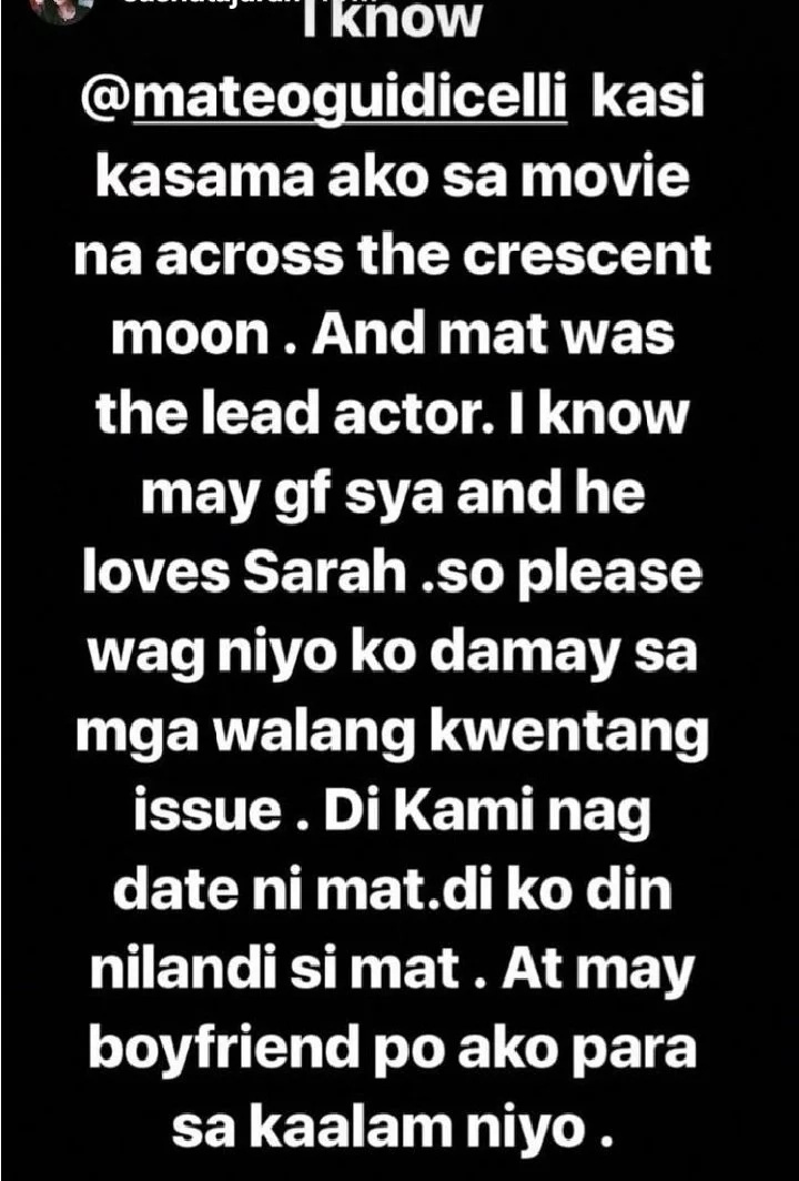 Model Sasha Tajaran breaks her silence on rumors that she is trying to steal Matteo Guidicelli from Sarah Geronimo Model Sasha Tajaran breaks her silence on rumors that she is trying to steal Matteo Guidicelli from Sarah Geronimo