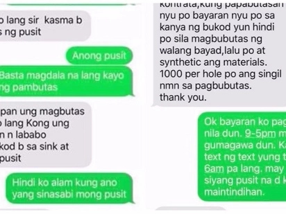 Yung pusit nga ho! Client goes crazy over hired plumber who keeps asking about putting a hole on 'pusit'