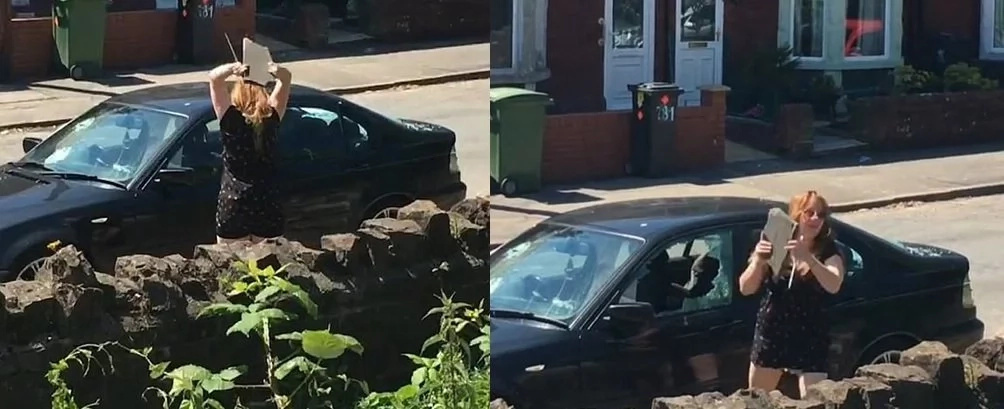 This is what you get when you cheat your girl. Woman smashed boyfriend’s BMW windscreen and windows This is what you get when you cheat your girl. Woman smashed boyfriend’s BMW windscreen and windows