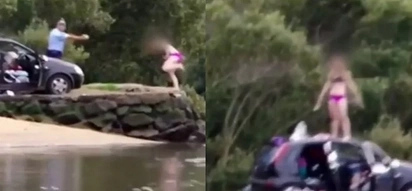 Party girl in a bikini gets tased and escapes the police
