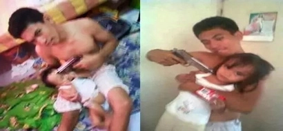 Grabeng ama ito! Father outrages netizens after controversial 'gunpoint' photo