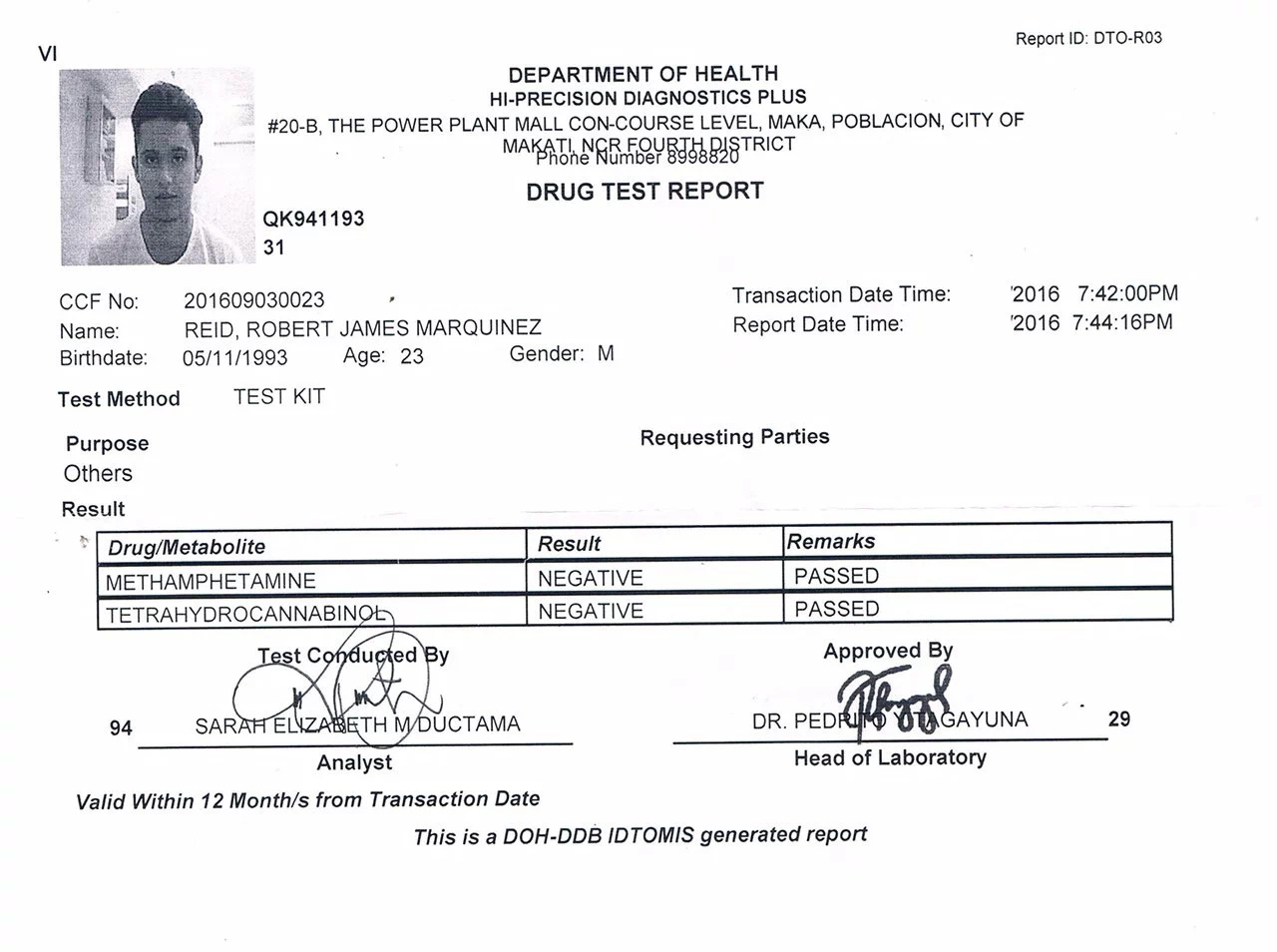 Partygoers Curtis and Reid negative in drug test Partygoers Curtis and Reid negative in drug test