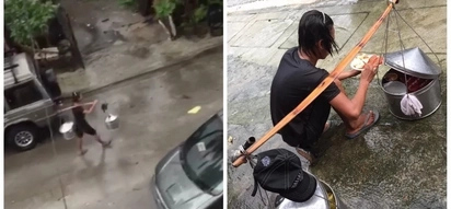 Tuloy pa rin ang hanapbuhay! This Pinoy vendor has inspired netizens with his perseverance to work despite the rainy weather