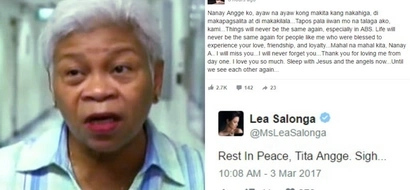 Celebrities mourn death of talent manager Cornelia 'Tita Angge' Lee