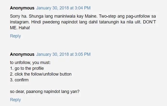 Ginagawa daw shunga ang fans? Maine Mendoza follows back Alden Richards, netizens are not convinced that it was an accident Ginagawa daw shunga ang fans? Maine Mendoza follows back Alden Richards, netizens are not convinced that it was an accident