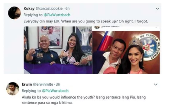 Pia Wurtzbach draws flak for blocking Twitter users who commented about EJK Pia Wurtzbach draws flak for blocking Twitter users who commented about EJK