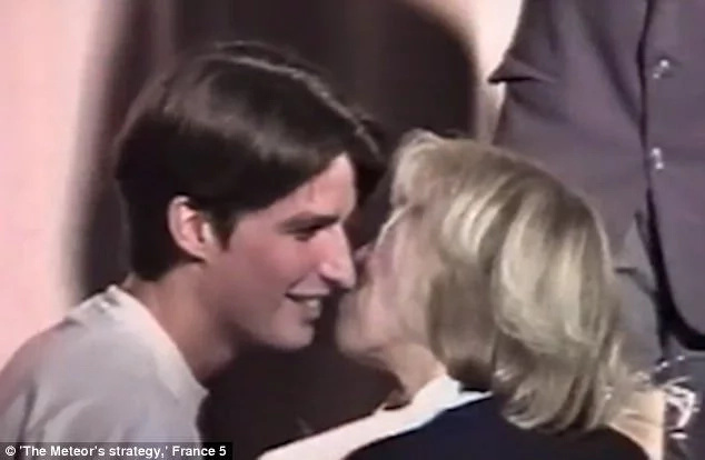 Macron, then 15, is seen in a video footage kissing Brigitte, then aged 40, who was his drama teacher Macron, then 15, is seen in a video footage kissing Brigitte, then aged 40, who was his drama teacher