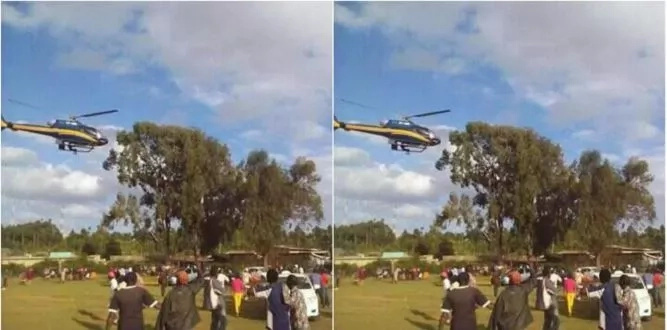 Another man in Ukambani hangs on a helicopter as it takes off (video) Another man in Ukambani hangs on a helicopter as it takes off (video)