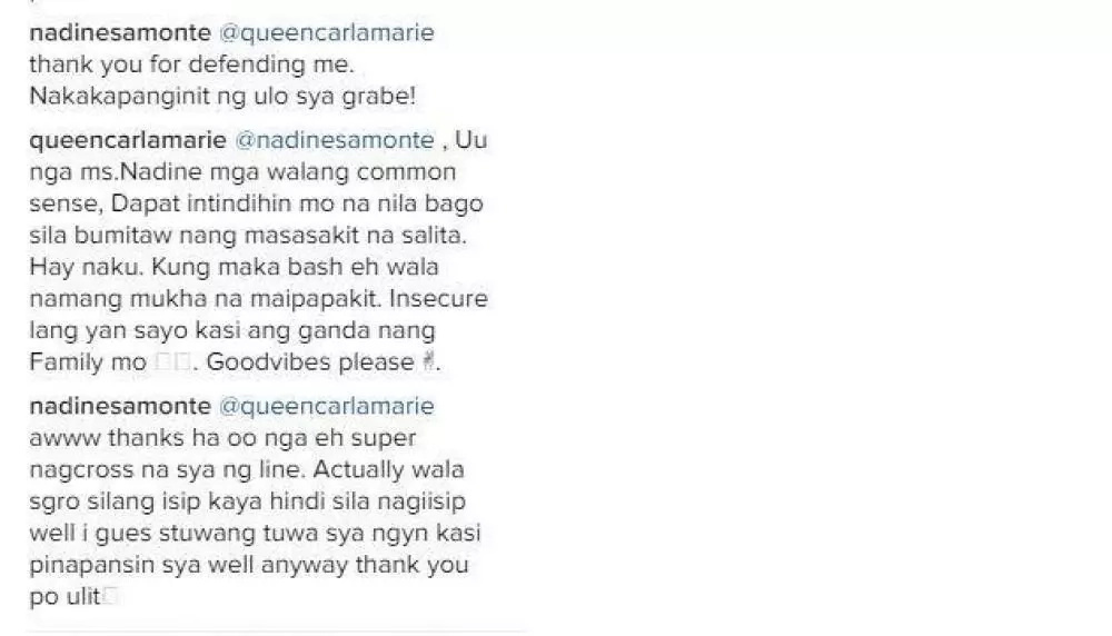 Nadine Samonte defends husband against Instagram basher Nadine Samonte defends husband against Instagram basher