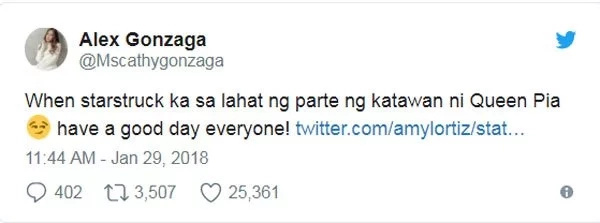 Pia Wurtzbach reacts after Alex Gonzaga pokes her 'chest' Pia Wurtzbach reacts after Alex Gonzaga pokes her 'chest'