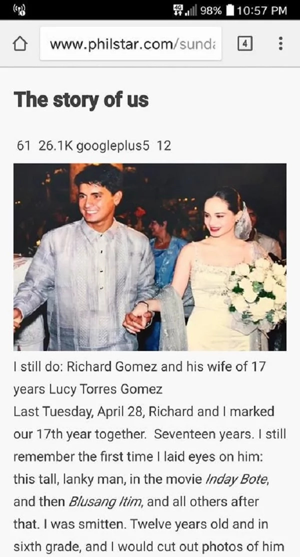 Ang buong kwento! The story of how Lucy Torres-Gomez and Richard Gomez met goes viral Ang buong kwento! The story of how Lucy Torres-Gomez and Richard Gomez met goes viral