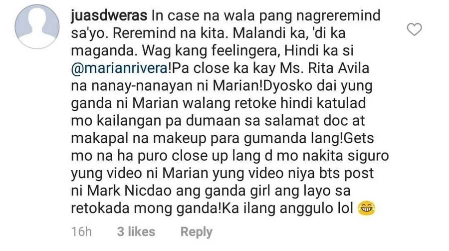 Andrea Torres reacts to basher who compared her to Marian Rivera & accused her of having plastic surgery Andrea Torres reacts to basher who compared her to Marian Rivera & accused her of having plastic surgery