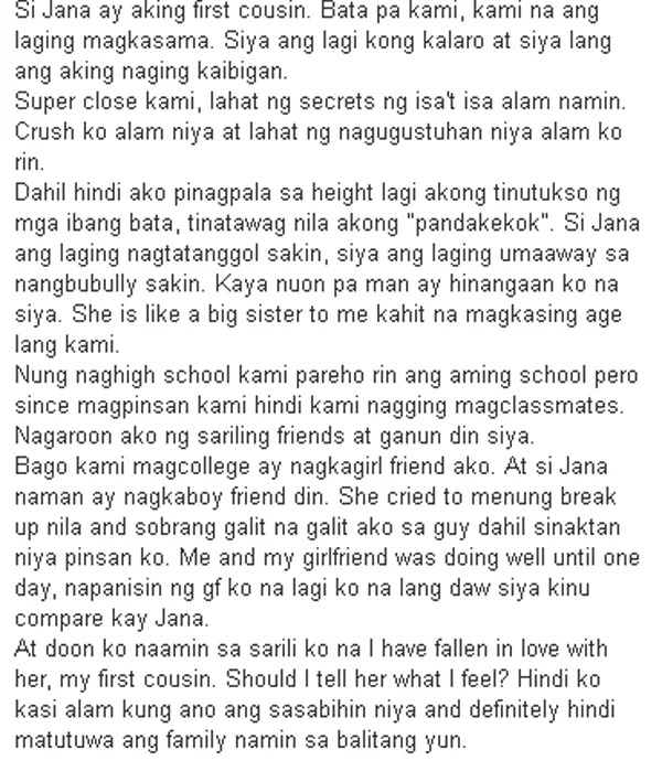 Help in love ako sa pinsan ko. Tunay na pag-ibig sa maling tao. Help in love ako sa pinsan ko. Tunay na pag-ibig sa maling tao.