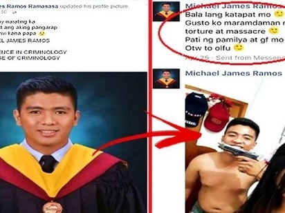 This graduating criminology student allegedly threatened to kill a netizen & his family if he doesn't give him P10K. Find out the terrifying details!