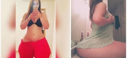 The girl with the hugest bums lays out photos that prove – her curves are real and really good!