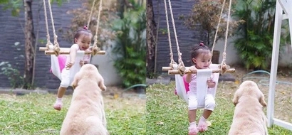 Ang next Marimar at Fulgoso! Baby Zia has a whale of time playing with her new bestfriend dog