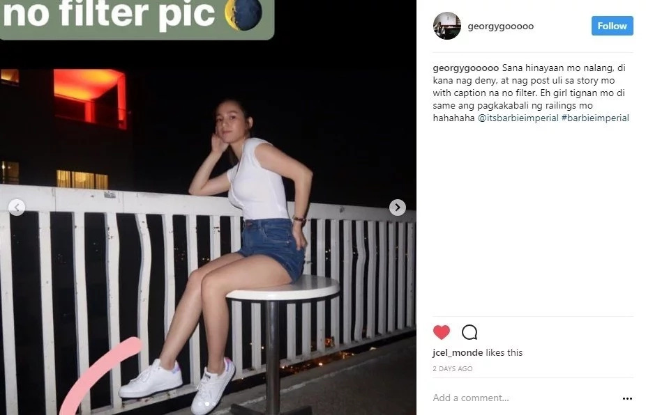 Netizen points out that Barbie Imperial's photo was not truly 'no filter' Netizen points out that Barbie Imperial's photo was not truly 'no filter'