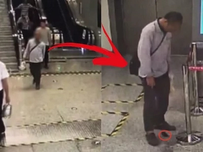 This man was spotted walking strangely in the subway. Turns out he had something to let loose inside of him!