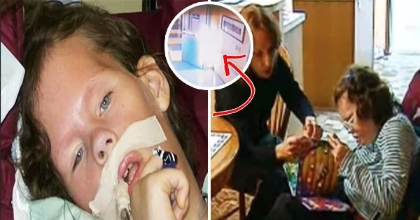 Little girl on life-support makes miraculous recovery after an angel outside her hospital room is caught on camera
