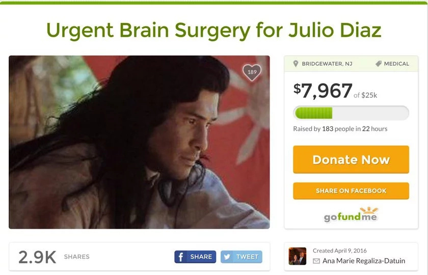 Actor Julio Diaz on verge of death; sister appeals for help Actor Julio Diaz on verge of death; sister appeals for help