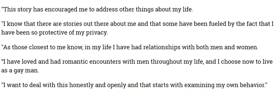Oscar winner Kevin Spacey comes out: "I choose now to live as a gay man." Oscar winner Kevin Spacey comes out: "I choose now to live as a gay man."