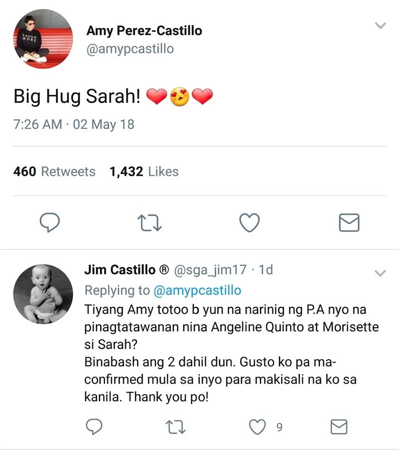 Amy Perez nilinaw ang pangalan sa masalimuot na isyu nina Sarah G, Angeline Q at Morissette A Amy Perez nilinaw ang pangalan sa masalimuot na isyu nina Sarah G, Angeline Q at Morissette A