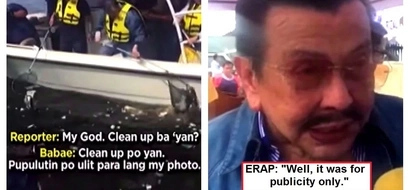 Mayor Estrada ‘cleaned up’ trash in Manila Bay! But a Kapamilya reporter found out that it was Erap's people who threw the trash there for a photo op!